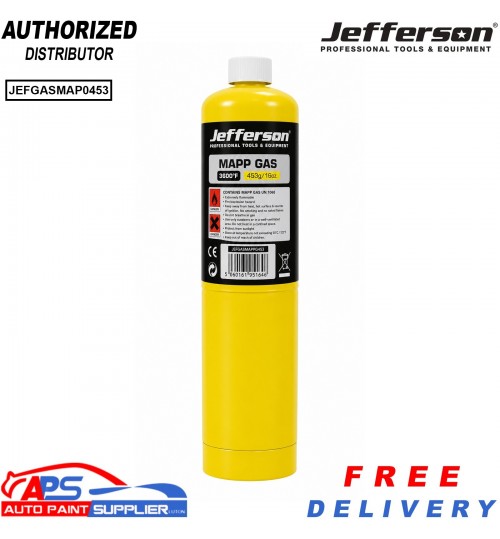 Jefferson MAPP Gas 3600°F 453g 16oz Cylinder JEFGASMAP0453