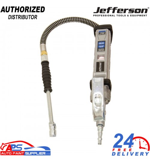 Jefferson Tyre Inflator 500mm Hose Twin Hold Air Pressure Gauge