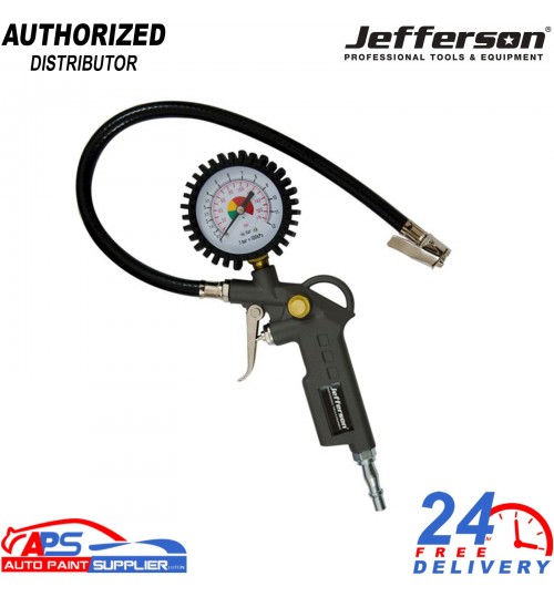 Jefferson Tyre Inflating Gun Flexible Connector JEFG52 Air Pressure Gauge