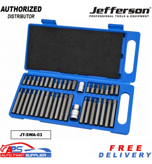 Jefferson JEFDBS040 40pc Hex Torx Impact Driver Bit Set S2 Steel Carry Case