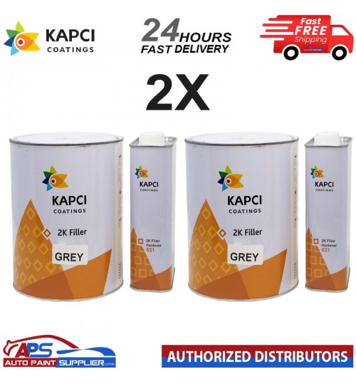 2X Kapci 3.75L 2K High Build Filler Primer Kit Grey FAST DELIVERY Model No. FLK