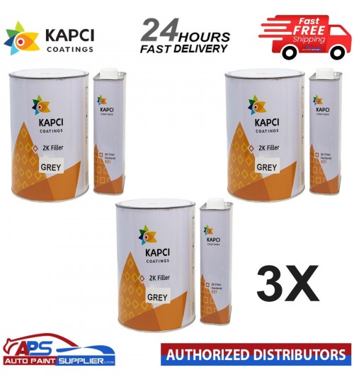 3X Kapci 3.75L 2K High Build Filler Primer Kit Grey FAST DELIVERY