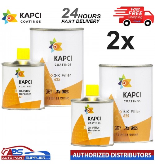2X KAPCI 625 HIGH PRIMER GREY+KAPCI 2K Filler HARDENER 1.25L KIT - FAST DELIVERY