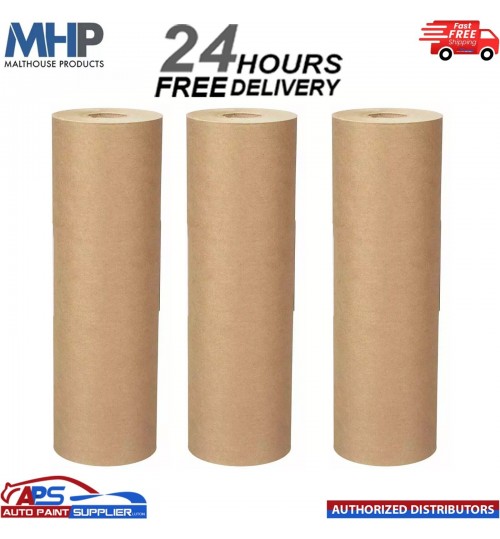 3x Brown Masking Paper 18 Inch approx. water & solvent 450mm 50gsm 180m