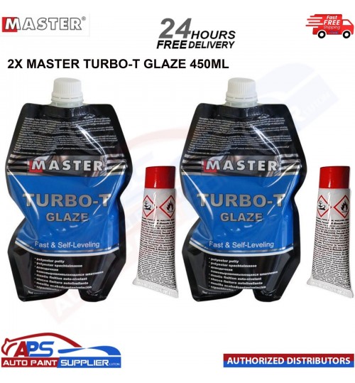 2x MASTER TURBO-T GLAZE 450ML WITH HARDENER TUBE 15G - FAST DELIVERY