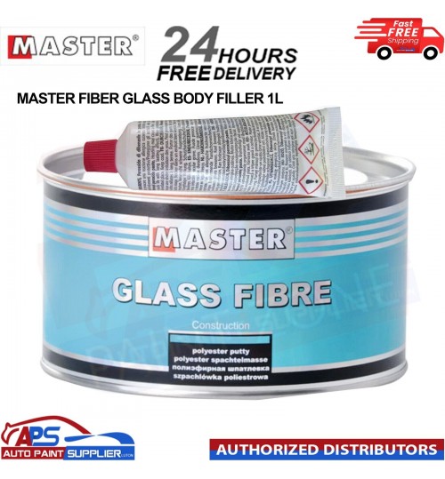 MASTER FIBER GLASS BODY FILLER BIG SMOOTH EASY SAND 1 LITRE WITH HARDENER TUBE
