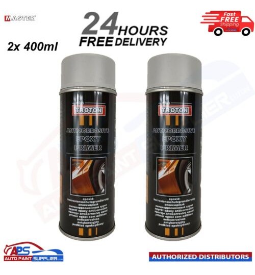 2x Epoxy Primer Grey 1K Troton Epoxy Corrosion Protection Primer Spray 400ml