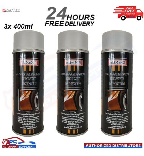 3x Epoxy Primer Grey 1K Troton Epoxy Corrosion Protection Primer Spray 400ml
