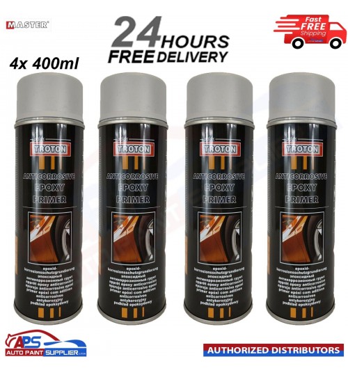 4x Epoxy Primer Grey 1K Troton Epoxy Corrosion Protection Primer Spray 400ml