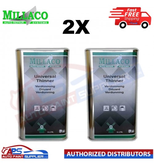 2X MILLACO Basecoat Universal Thinner & 2k Car Automotive Paint Gun Cleaner 5L