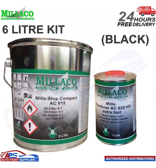 Millaco by Mipa 2k HS High Build Primer Filler Kit 6L KIT - BLACK 5:1