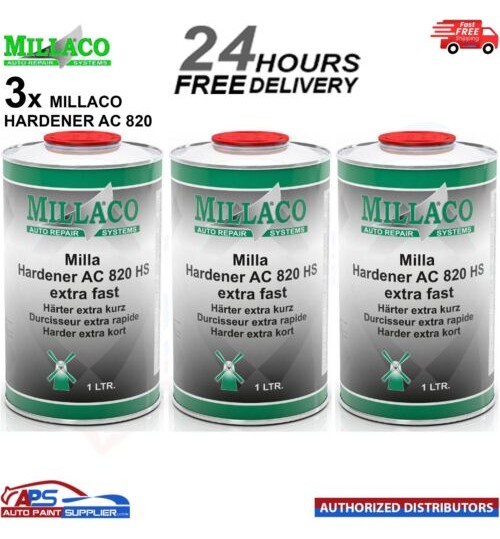 3x MILLACO HARDENER AC 820 HS EXTRA FAST 1 LITRE - FAST DELIVERY