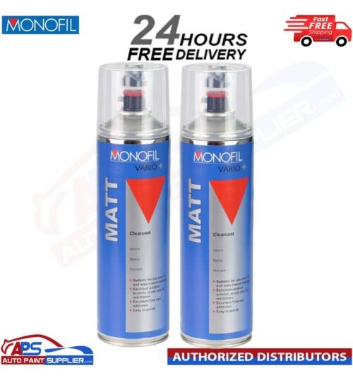 2x MONOFIL VARIO+ MATT CLEARCOAT FINISH LACQUER SPRAY CLEAR Aerosol 500ml