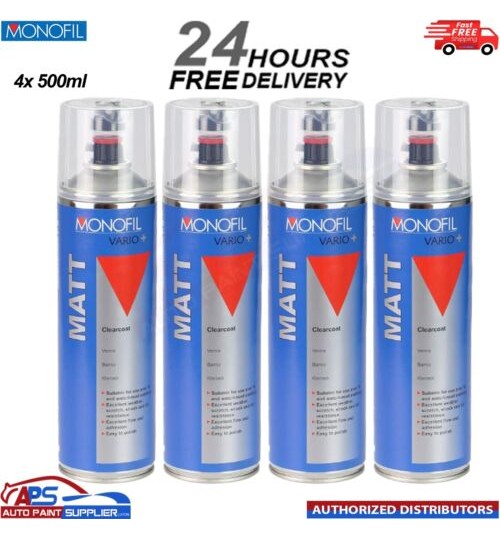 4x MONOFIL VARIO+ MATT CLEARCOAT FINISH LACQUER SPRAY CLEAR Aerosol 500ml