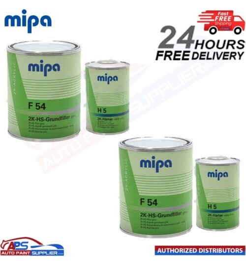 2x F54 Mipa 4-1 2K HS Grundfiller HIGH BUILD PRIMER W/ H5 HARDENER GREY- 5L KIT