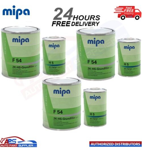 3x F54 Mipa 4-1 2K HS Grundfiller HIGH BUILD PRIMER W/ H5 HARDENER GREY- 5L KIT