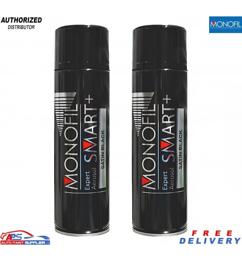 Monofil Smart+ 1K Satin Black Spray Paint Aerosol 500ml – (2x)