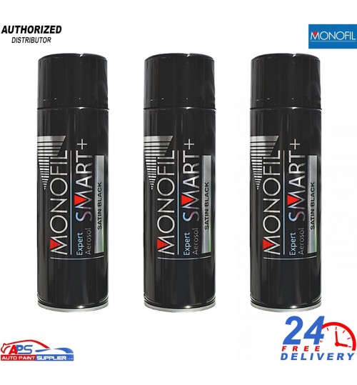 Monofil Smart+ 1K Satin Black Spray Paint Aerosol 500ml – (3x)