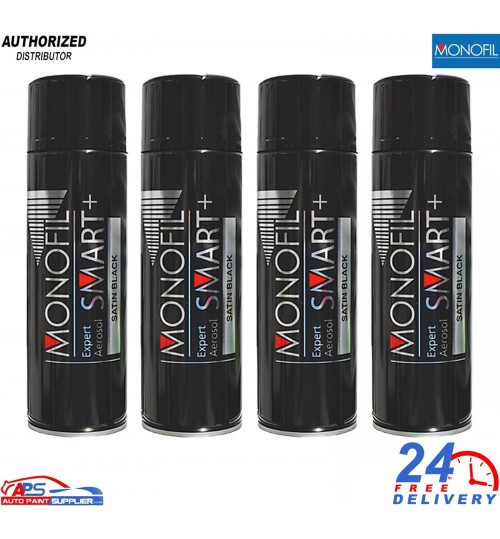 Monofil Smart+ 1K Satin Black Spray Paint Aerosol 500ml – (4x)