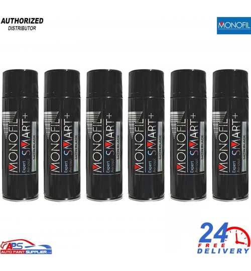 Monofil Smart+ 1K Satin Black Spray Paint Aerosol 500ml – (6x)