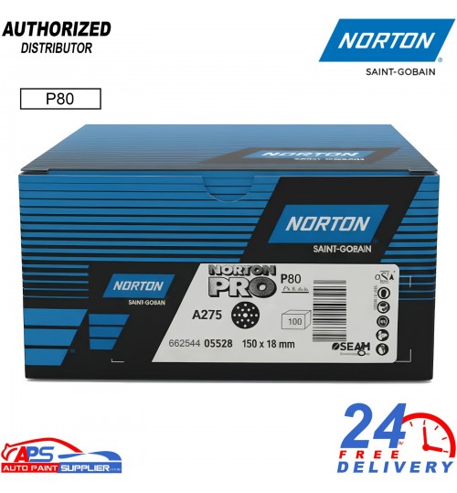 Norton A275 Pro 150mm P80 Sanding Discs Self‑Grip Abrasives 100pk