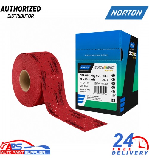 Norton Cyclonic Red Sanding Strips 12m Ceramic Roll P240