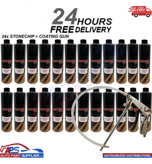 24X PANTHER COATING STONECHIP BLACK UNDERBODY - 1 LITRE + UNDERBODY COATING GUN