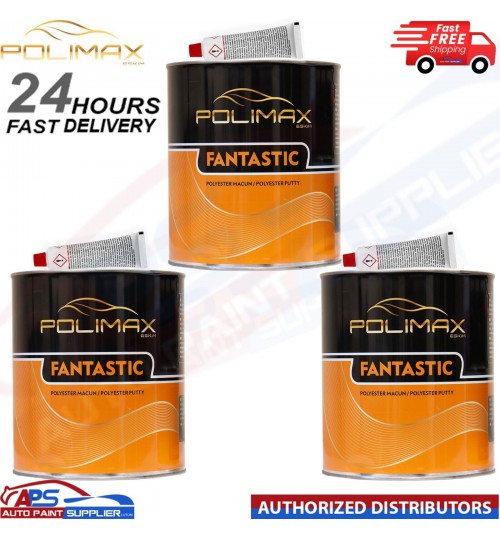 3x 3L Polimax Fantastic Super Quality Body Filler With Hardner - FAST DELIVERY