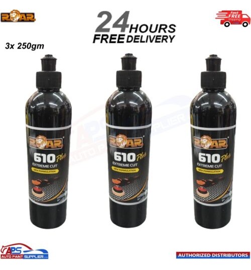 3x ROAR 610 PLUS EXTREME CUT NEW FORMULATION FINISHING POLISH HIGH GLOSS - 250ML