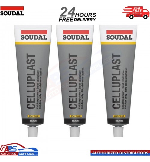 3X SOUDAL CELLUPLAST REPAIR PUTTY STOPPER FILLER 175ML (SKIMMING & PIN HOLES)