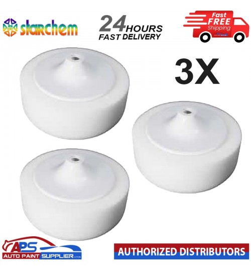 3X STARCHEM White 6" COMPOUND HEAD PAD MOP 14MM THREAD POLISHING - FAST DELIVERY