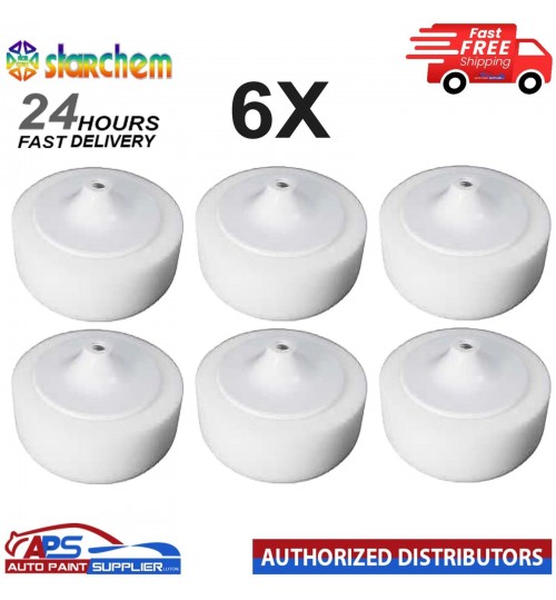 6X STARCHEM White 6" COMPOUND HEAD PAD MOP 14MM THREAD POLISHING - FAST DELIVERY