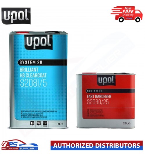 UPOL BRILLIANT HS CLEARCOAT S2081/5 5L WITH S2030/25 FAST HARDENER 2.5L 7.5L KIT