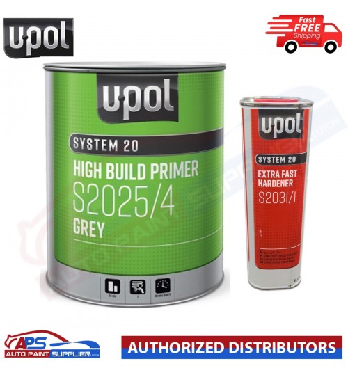 UPOL HIGH BUILD PRIMER S2025/4 GREY - WITH EXTRA FAST HARDENER S2031/1 5L KIT