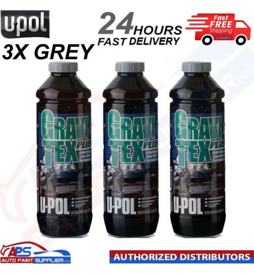 3 X U-POL GRAVITEX PLUS HS STONE CHIP GREY COATING PROTECTER 1L - FAST DELIVERY