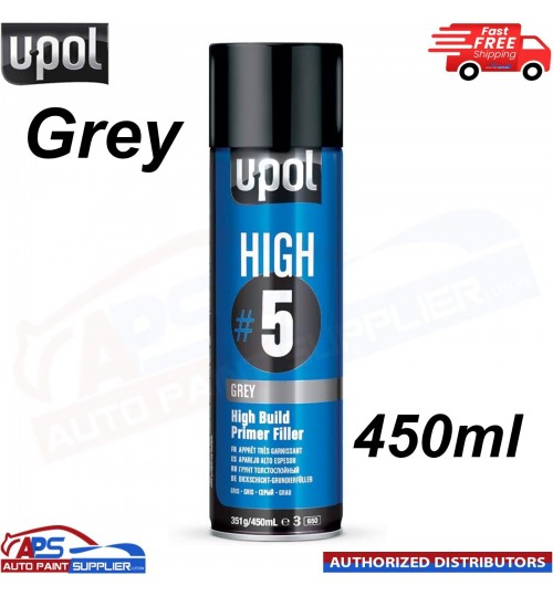 U-POL HIGH BUILD FILLER PRIMER #5 GREY AEROSOLS - 450ml ‎(0791V)