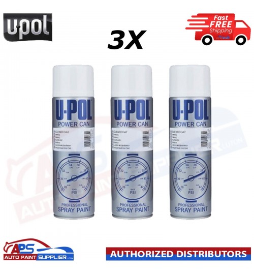 3x U-pol Power Can Clear Coat Aerosol Spray Paint Fast Drying 500ml WHITE