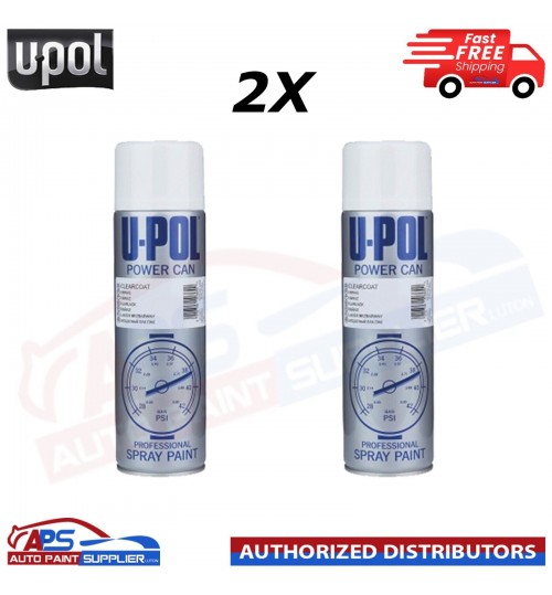 2x U-pol Power Can Clear Coat Aerosol Spray Paint Fast Drying 500ml white