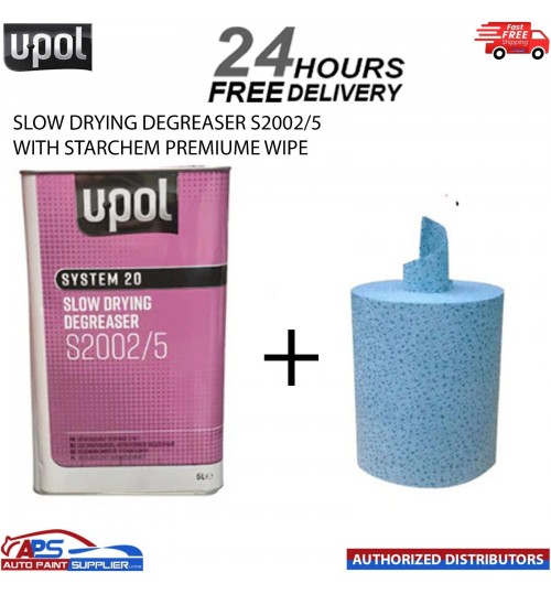 UPOL System 20 S2002 Slow Degreaser 5L With Starchem Premium Solvent Wipe