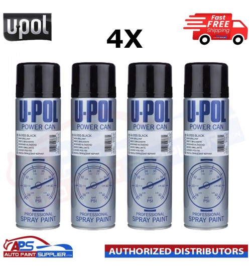4X UPol Power Can BLACK Spray Aerosol Anti-Corrosive Metal 500ml