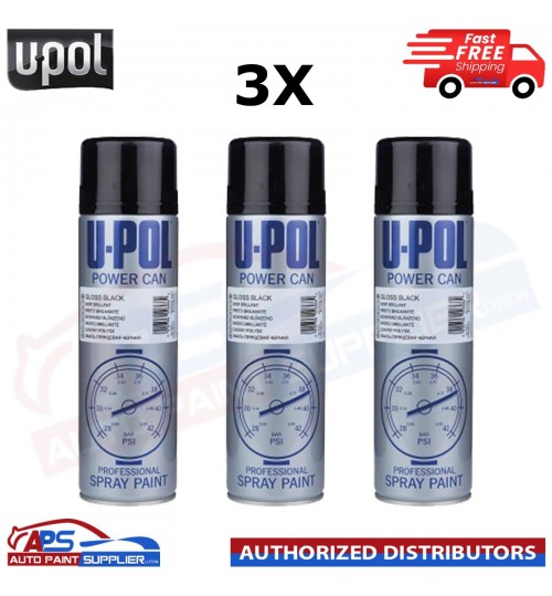 3X UPol Power Can BLACK Spray Aerosol Anti-Corrosive Metal 500ml