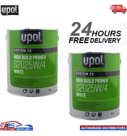 2x U-Pol 2K HS High Build Paint Primer 4:1 4 Litre WHITE S2025 - FAST DELIVERY