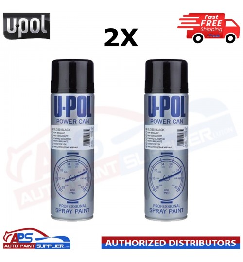 2X UPol Power Can BLACK Spray Aerosol Anti-Corrosive Metal 500ml