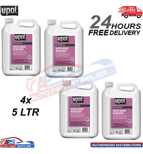 4X U-POL SYSTEM 20 S2000/5 WATERBASED PANELWIPE DEGREASER 5L Panel wipe Upol
