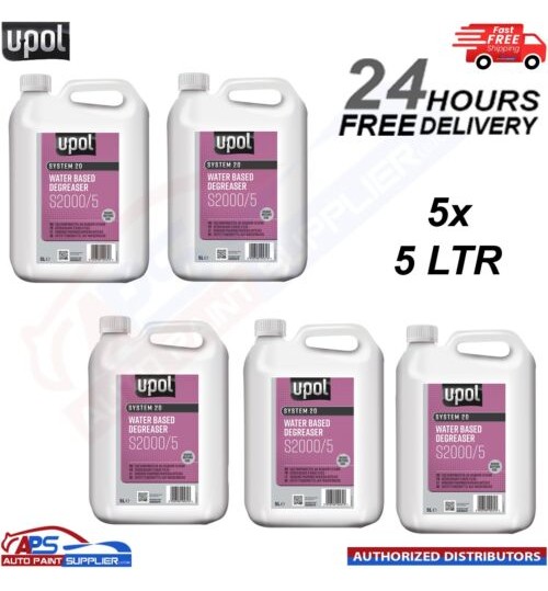 5X U-POL SYSTEM 20 S2000/5 WATERBASED PANELWIPE DEGREASER 5L Panel wipe Upol
