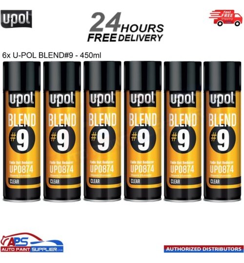 6x Fade Out Thinner UPOL Blend #9 Transparent Blending Solvent 450ml Aerosol