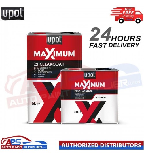U-POL MAXIMUM 2K HS CLEARCOAT LACQUER 5 LTR WITH 2.5L FAST HARDENER - 7.5 L KIT