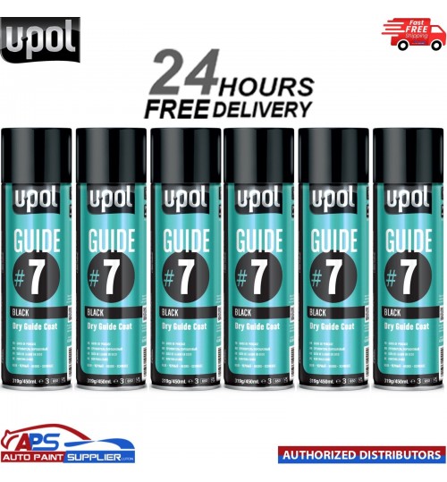 6x Upol Guide #7 Dry Guide Coat Dry Or Wet Filler Paint Defect Aerosol - 450ml