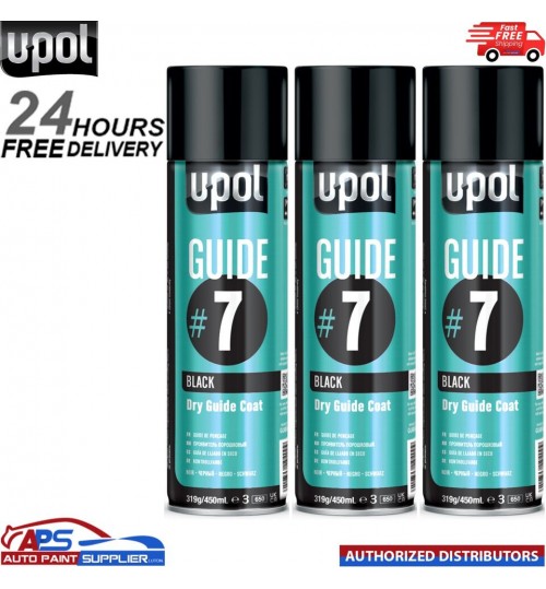 3x Upol Guide #7 Dry Guide Coat Dry Or Wet Filler Paint Defect Aerosol - 450ml