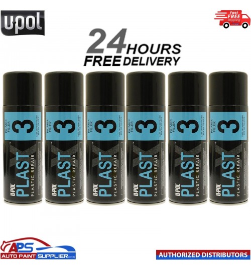 6x Upol PlastX3 Primer Filler Aerosol Plastic Bumper/Trim Paint PLAS/3 400ml